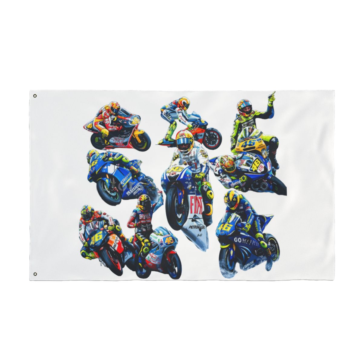 Vibrant Motorcycle Racers Checkered Flags Wall Art