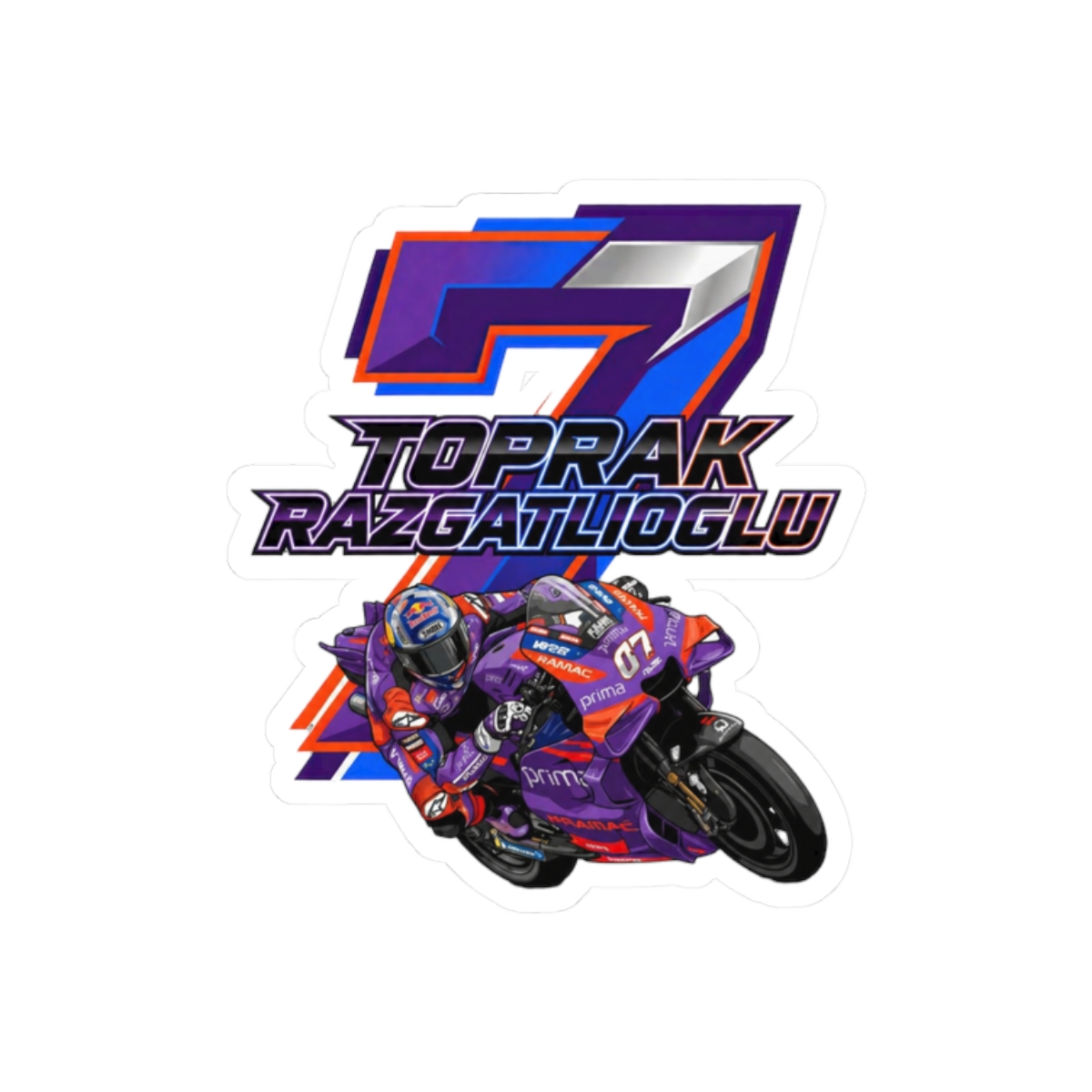 Toprak 7 MotoGP Modern Racing Bike Graphic Bold Sticker | Moto Fan Decal - alternate angle 3, merchandise
